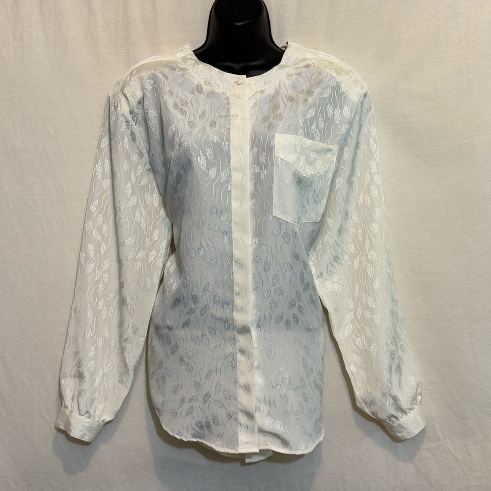 D-157 Honors‎ Vintage Cream Long Sleeve Button Down Blouse Size L